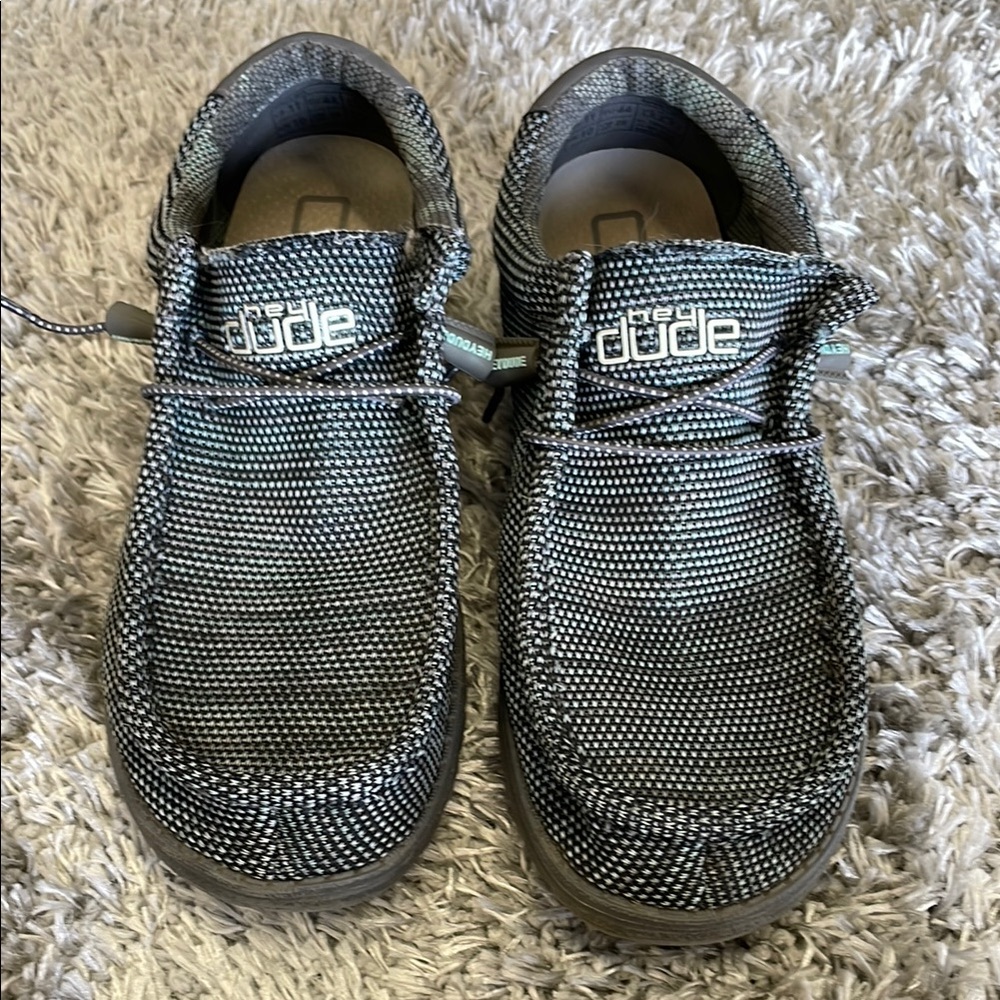 Hey Dude Black and Gray Loafers with Slip-On Comfort